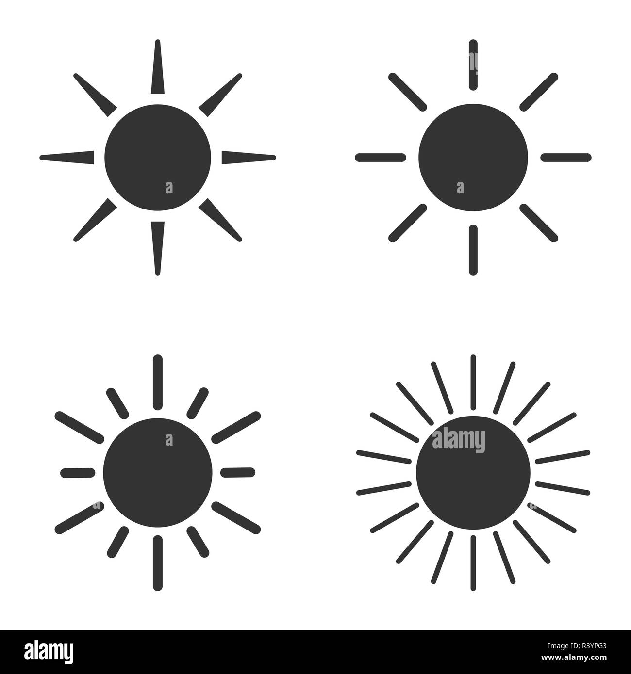 Sunny weather icon, sun icon set. Vector illustration, flat Stock