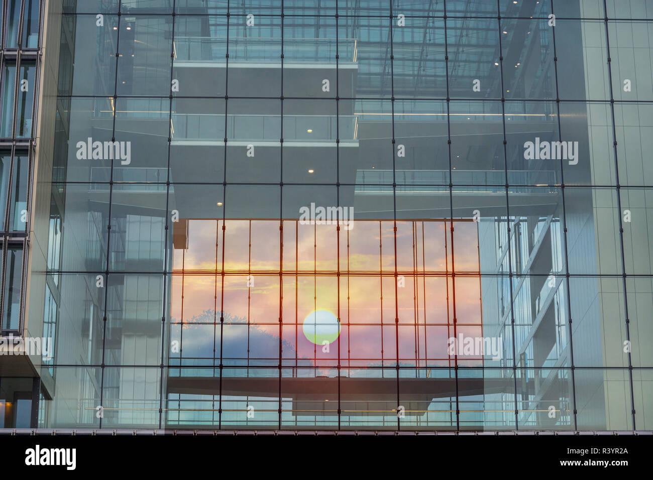 office building sunset Stock Photo