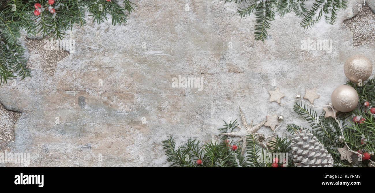christmas fir tree on wooden background Stock Photo