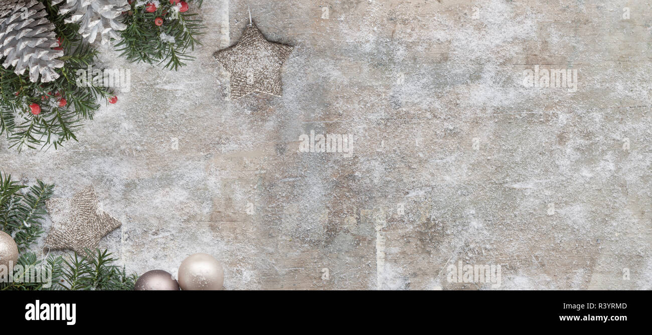 christmas fir tree on wooden background Stock Photo
