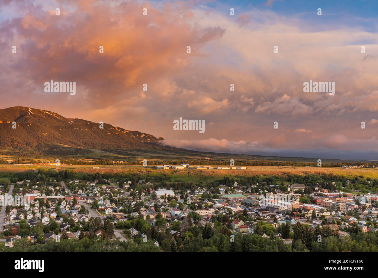 Morning light greets Red Lodge, Montana, USA Stock Photo Alamy