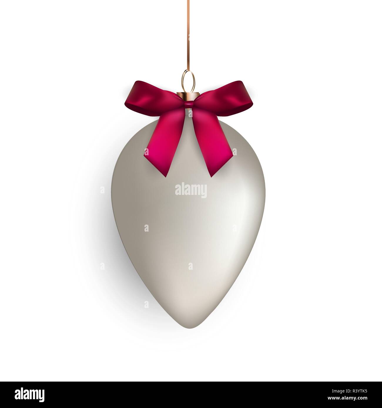 Christmas Ball with Ball and Ribbon on White Background Vector ...