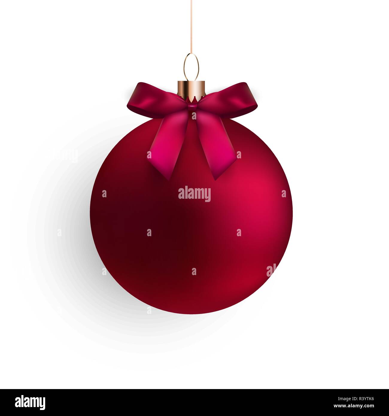Christmas Ball with Ball and Ribbon on White Background Vector ...