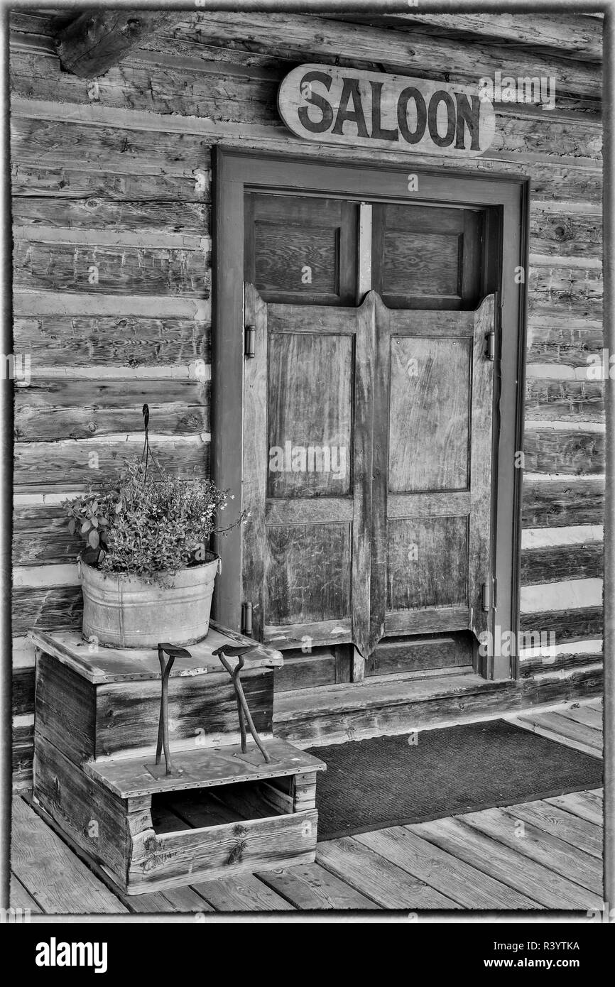 Nevada City, Montana. Ghost town doorway to saloon Stock Photo Alamy