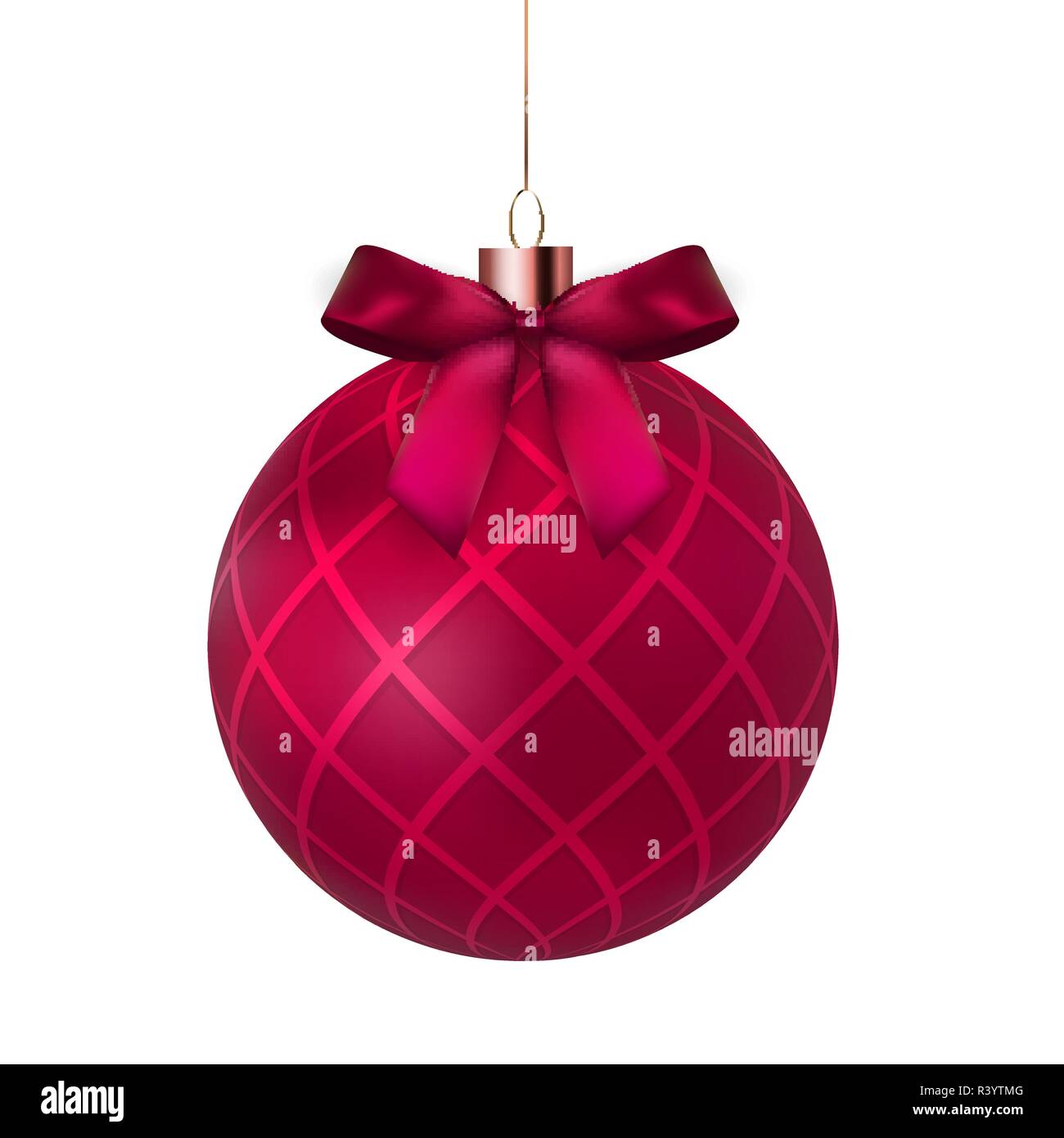 Christmas Ball with Ball and Ribbon on White Background Vector ...