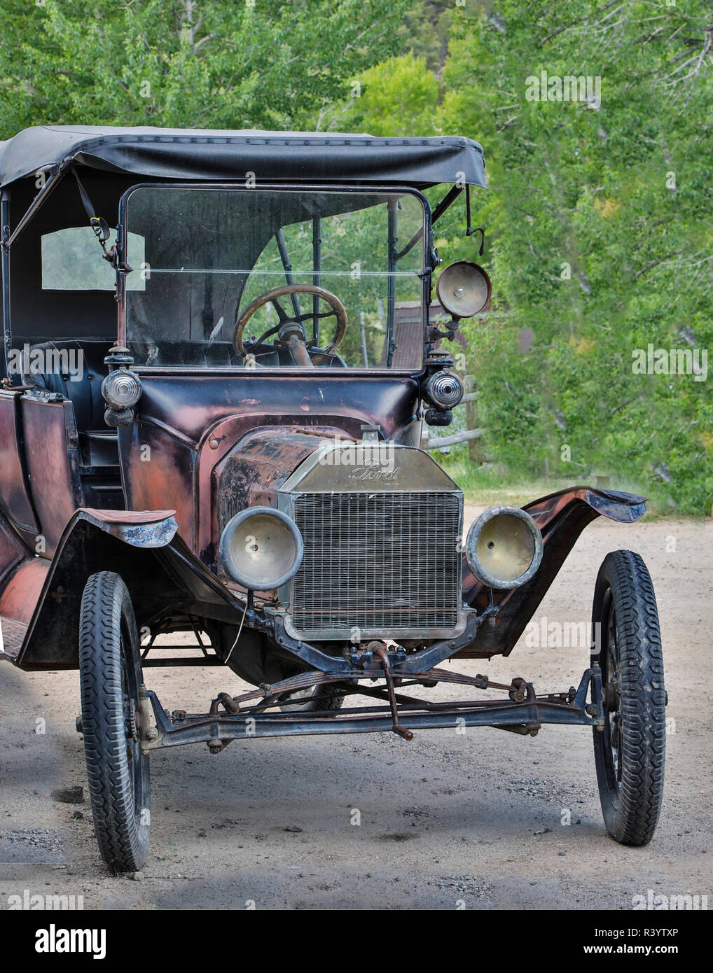 Usa, Montana, Virginia City. Antique Ford Car Stock Photo