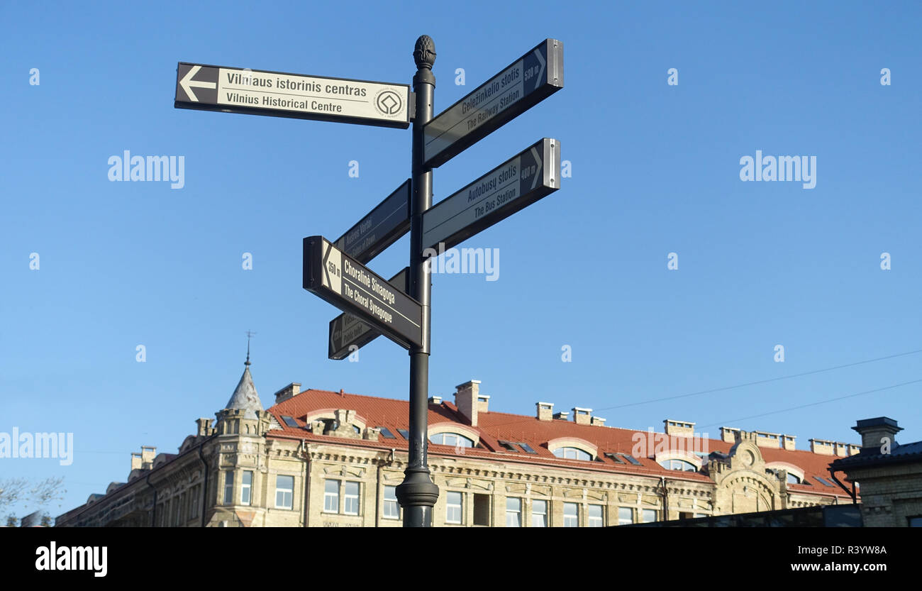 Sign in Vilnius Lithuania Europe Stock Photo