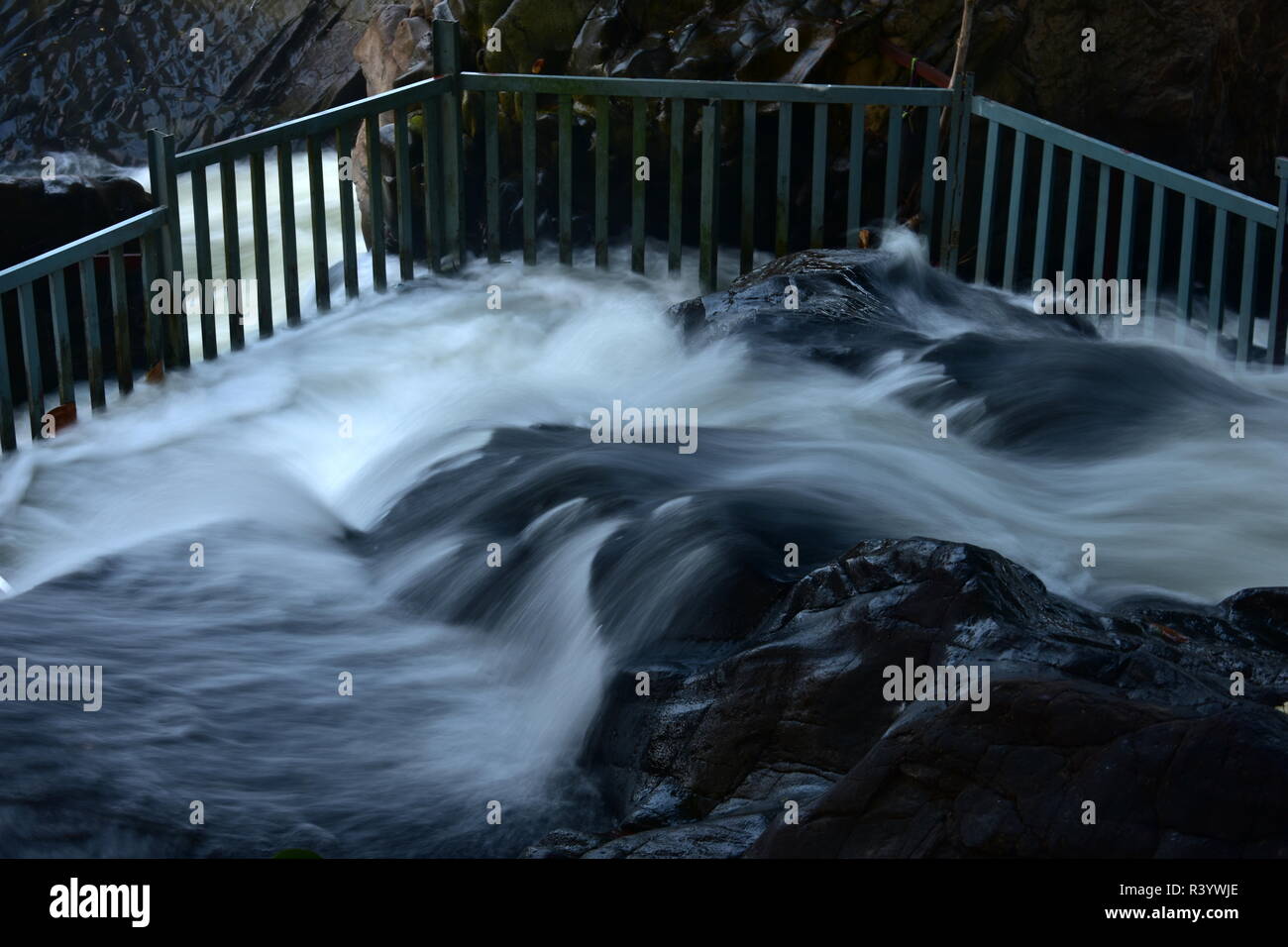Hogenakkal Falls Bathing Stock Photo