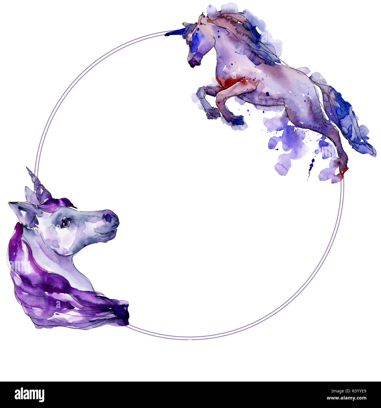 Cute Unicorn Horse Fairytale Children Sweet Dream Watercolor