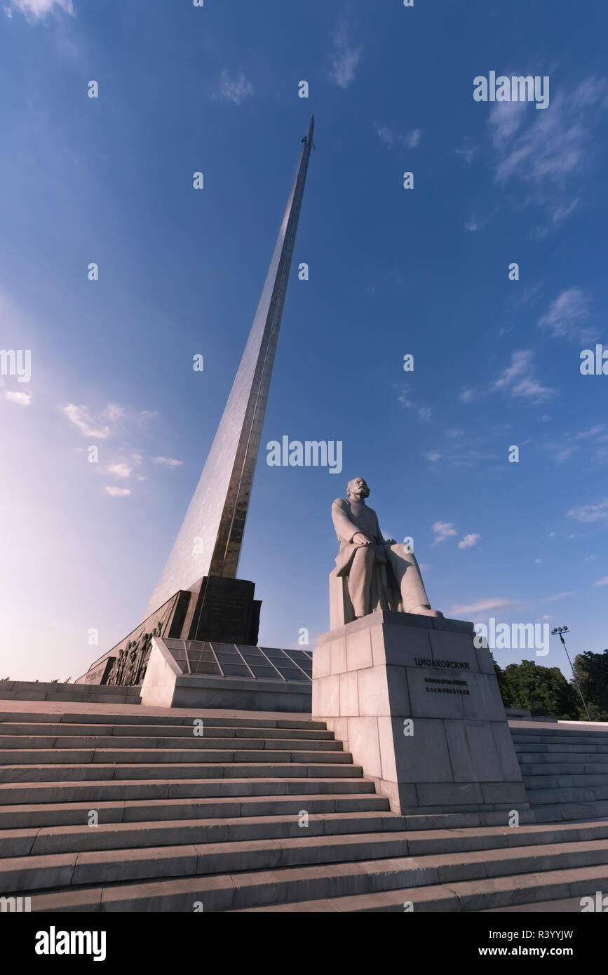 Tsiolkovsky statue, Memorial Museum of Cosmonautics, Moscow, Russia Stock Photo