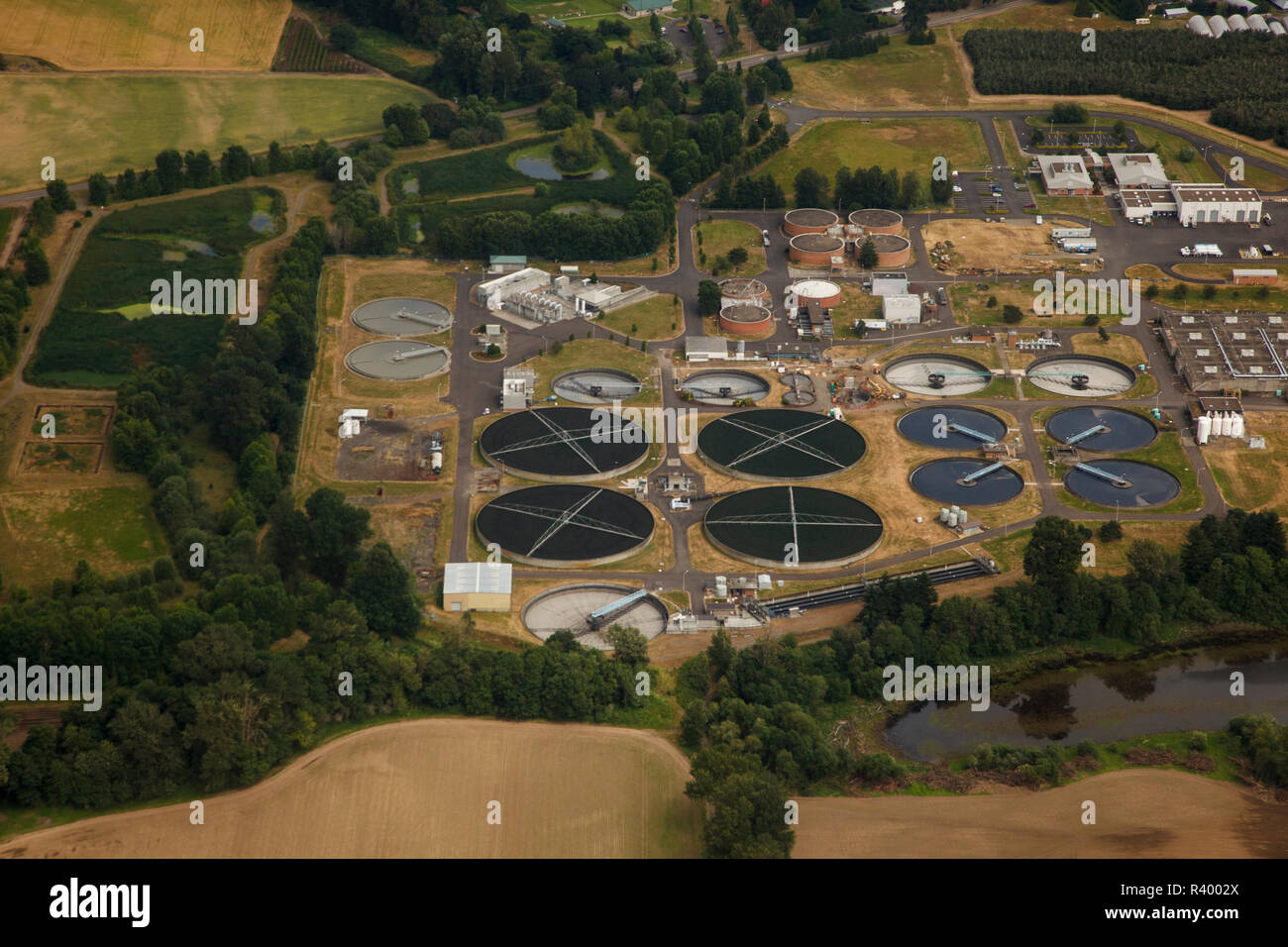 USA, Oregon, aerial view of water treatment facility Stock Photo Alamy