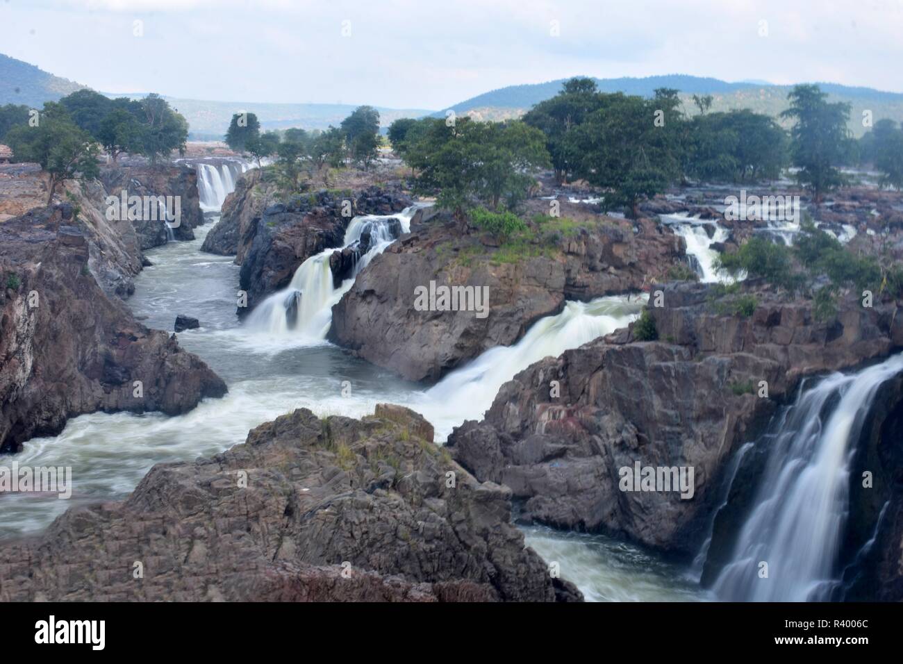 Hogenakkal Falls from the Tamil Nadu side Stock Photo