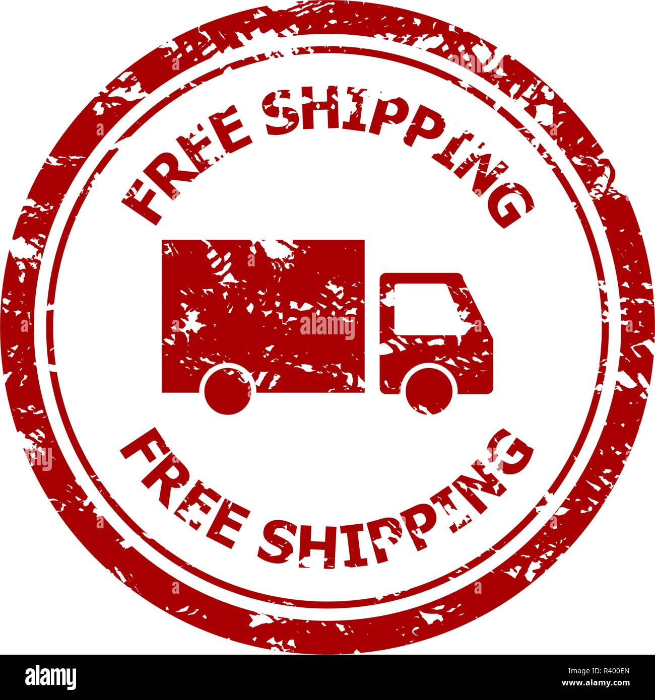 Free shipping rubber stamp isolated on white. Illustration of free
