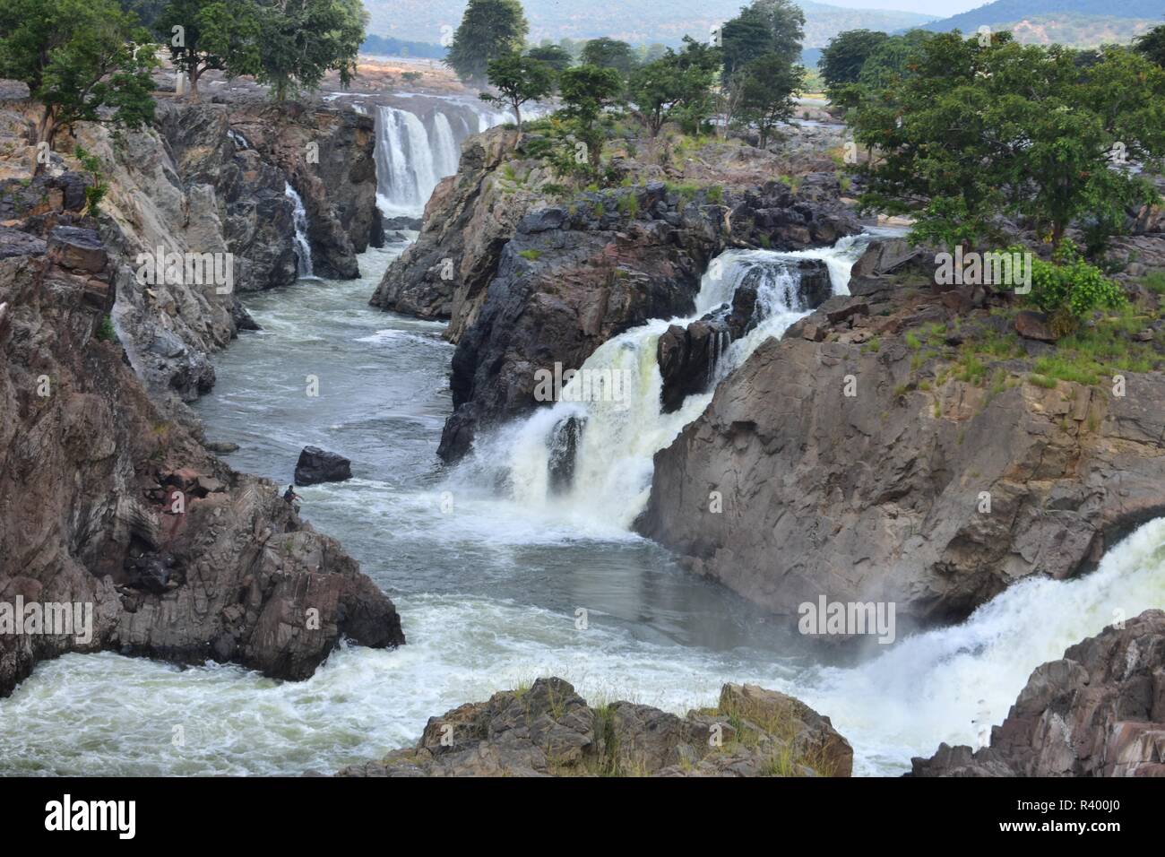 Hogenakkal Falls in Full Flow Stock Photo