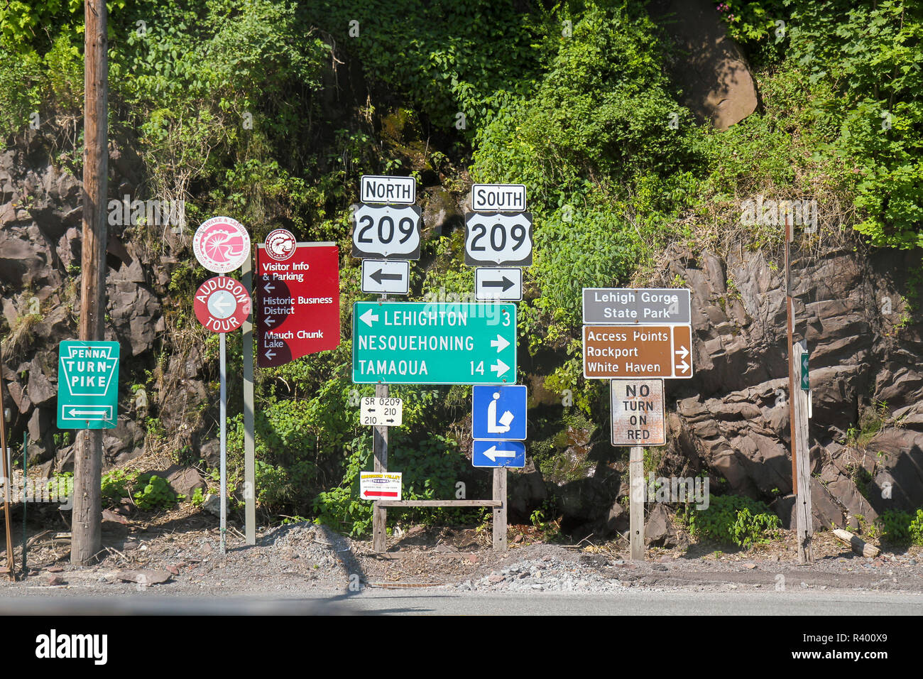 Road Signs, Jim Thorpe, Pennsylvania, Usa Stock Photo Alamy