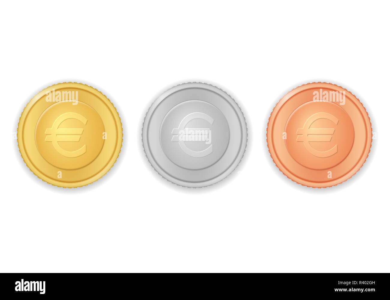 Coins with euro symbol on a white background Stock Photo - Alamy