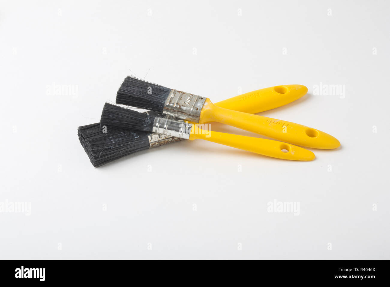 Used paint brushes Stock Photo