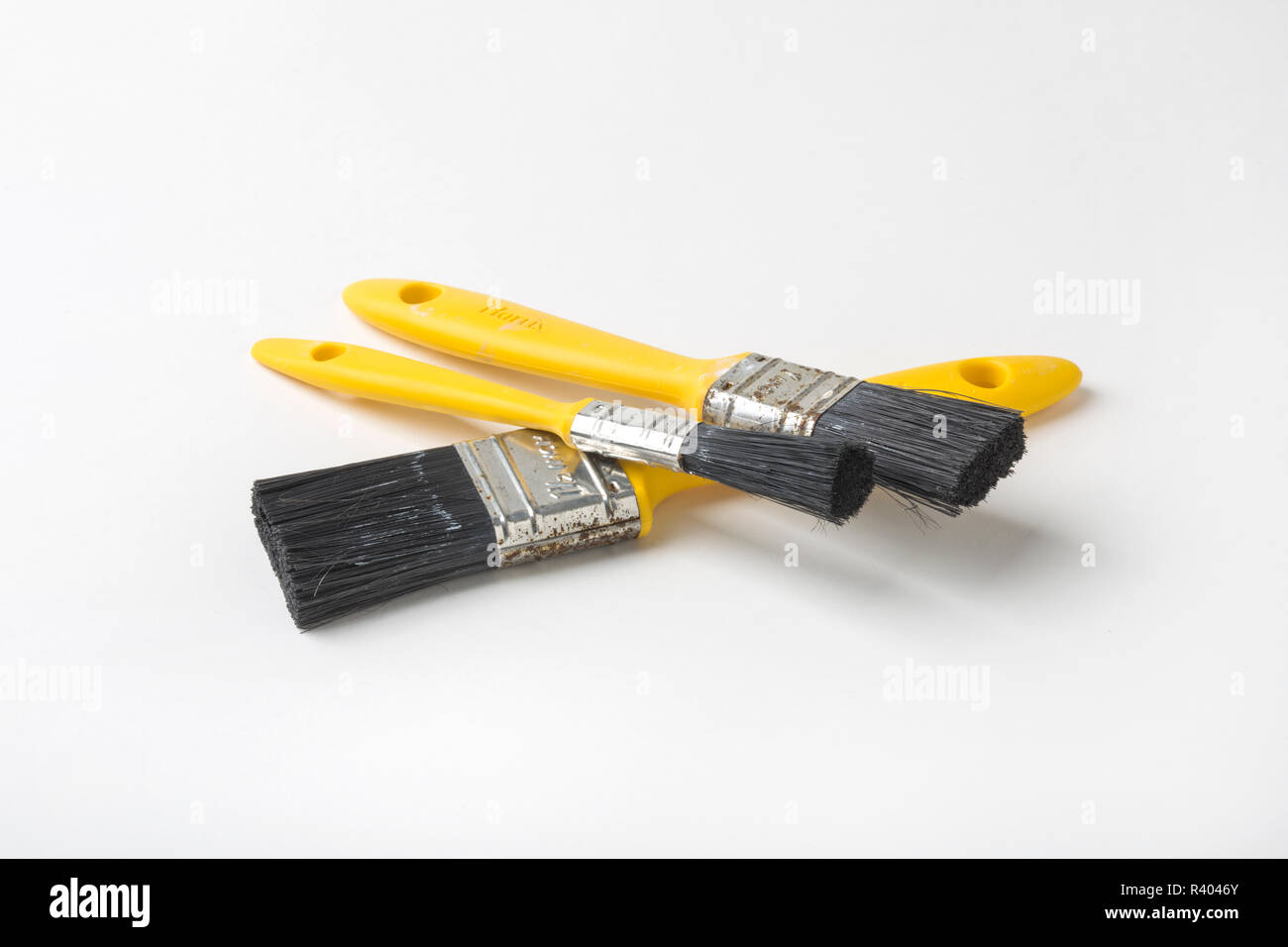 Used paint brushes Stock Photo