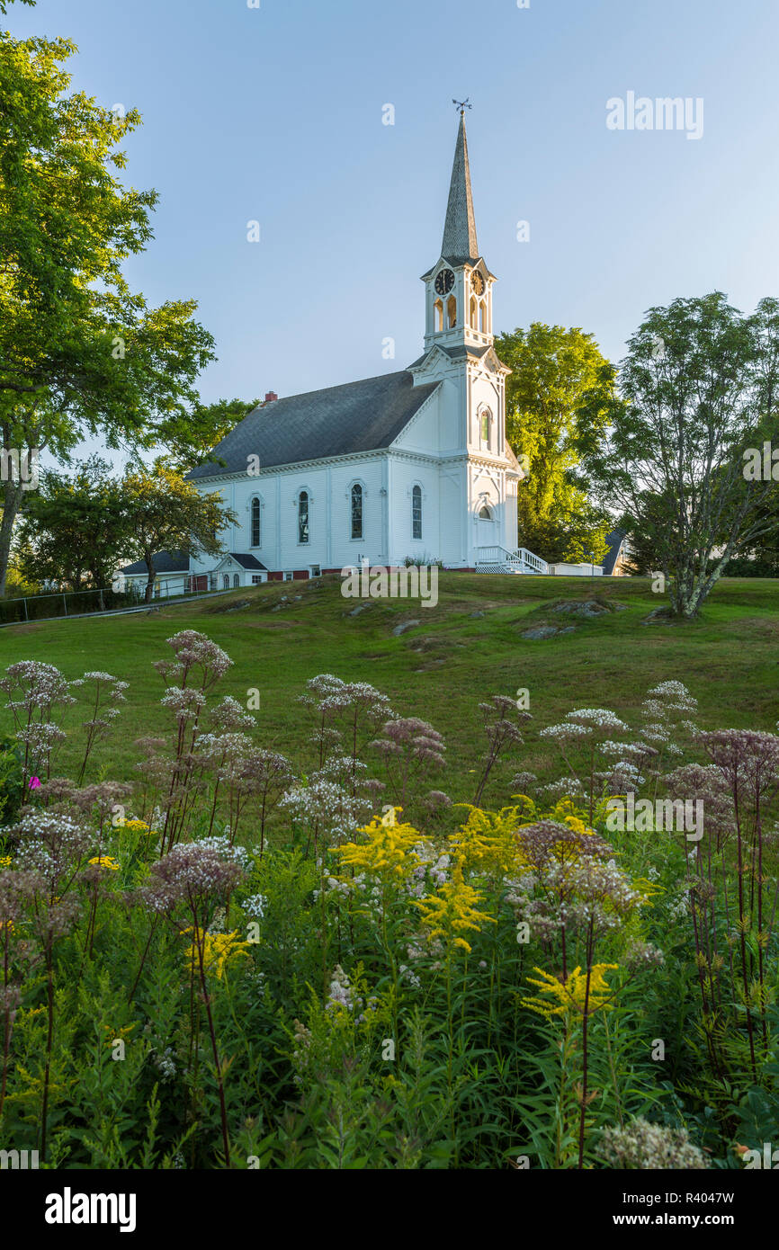 Sawyer Memorial Congregational Church in Jonesport, Maine. Stock Photo