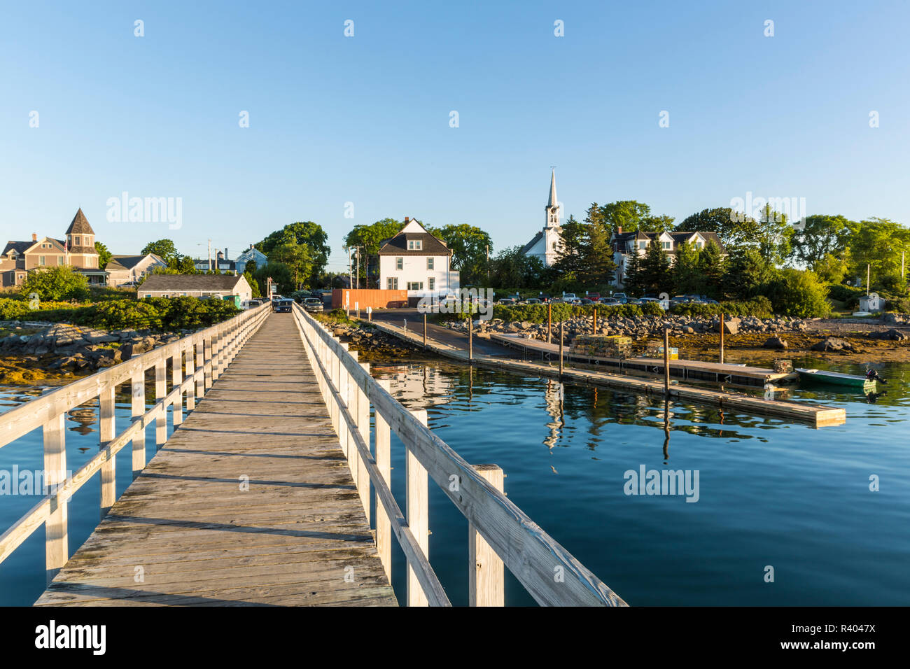 The town docks in Jonesport, Maine. Stock Photo
