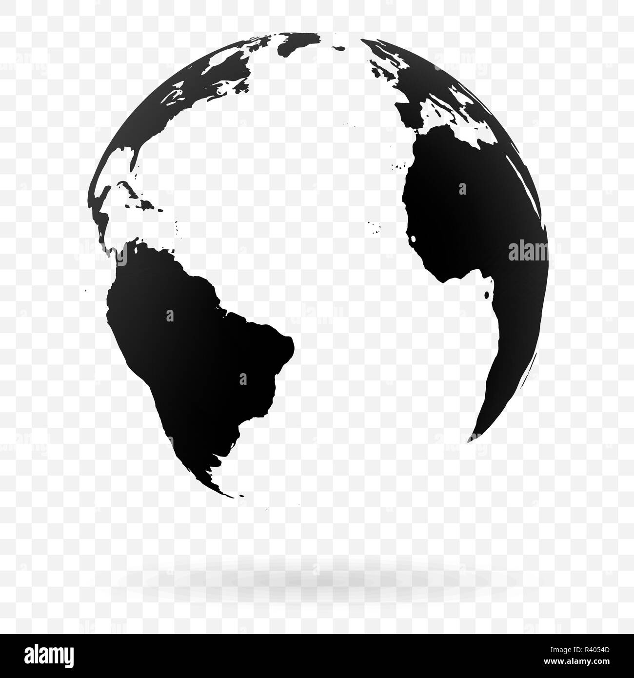 Highly detailed Earth globe symbol, Arabian countries, China, India. Black on white background. Stock Vector