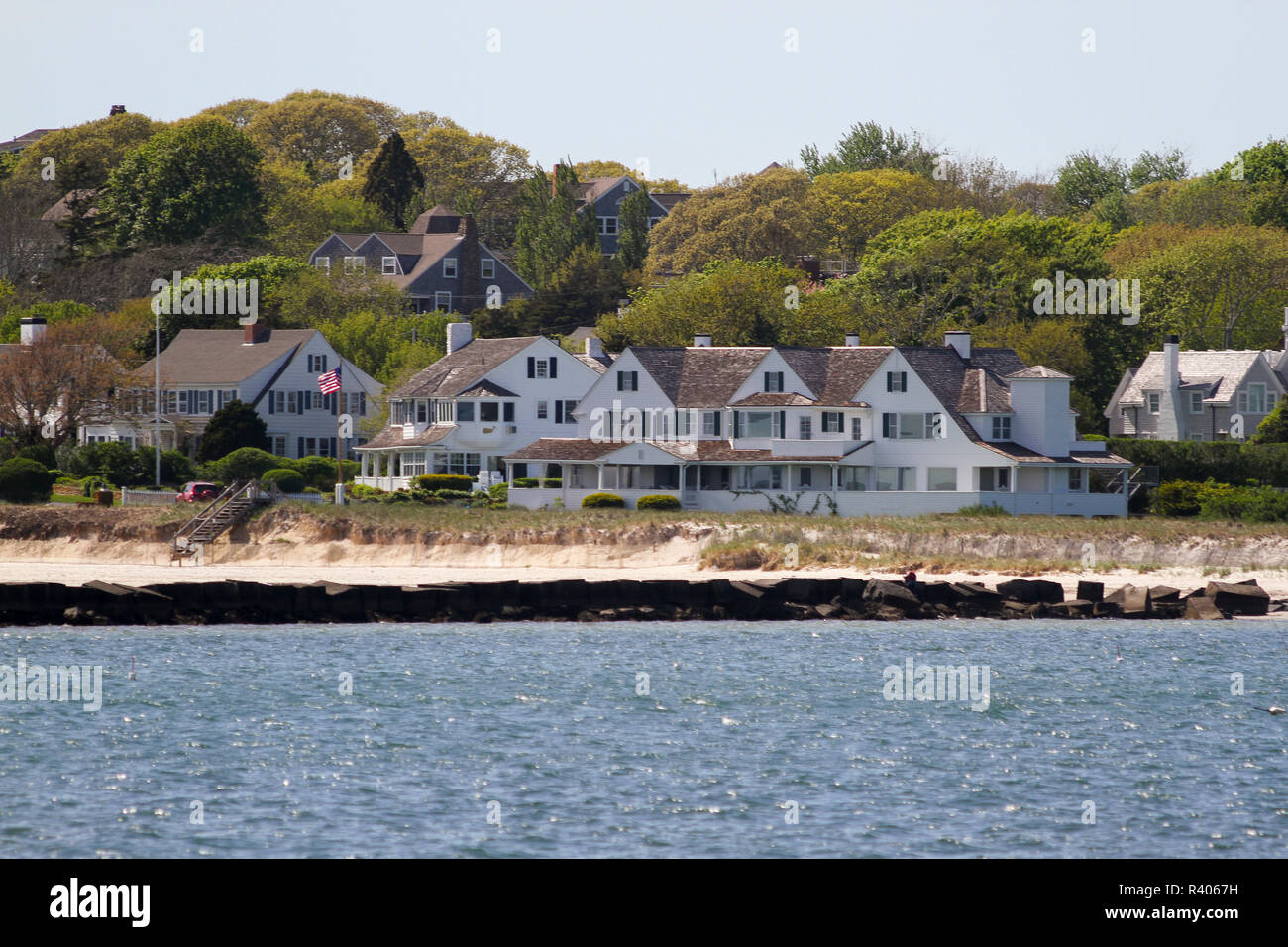 A view of the Kennedy Compound from the water, Cape Cod, Massachusetts