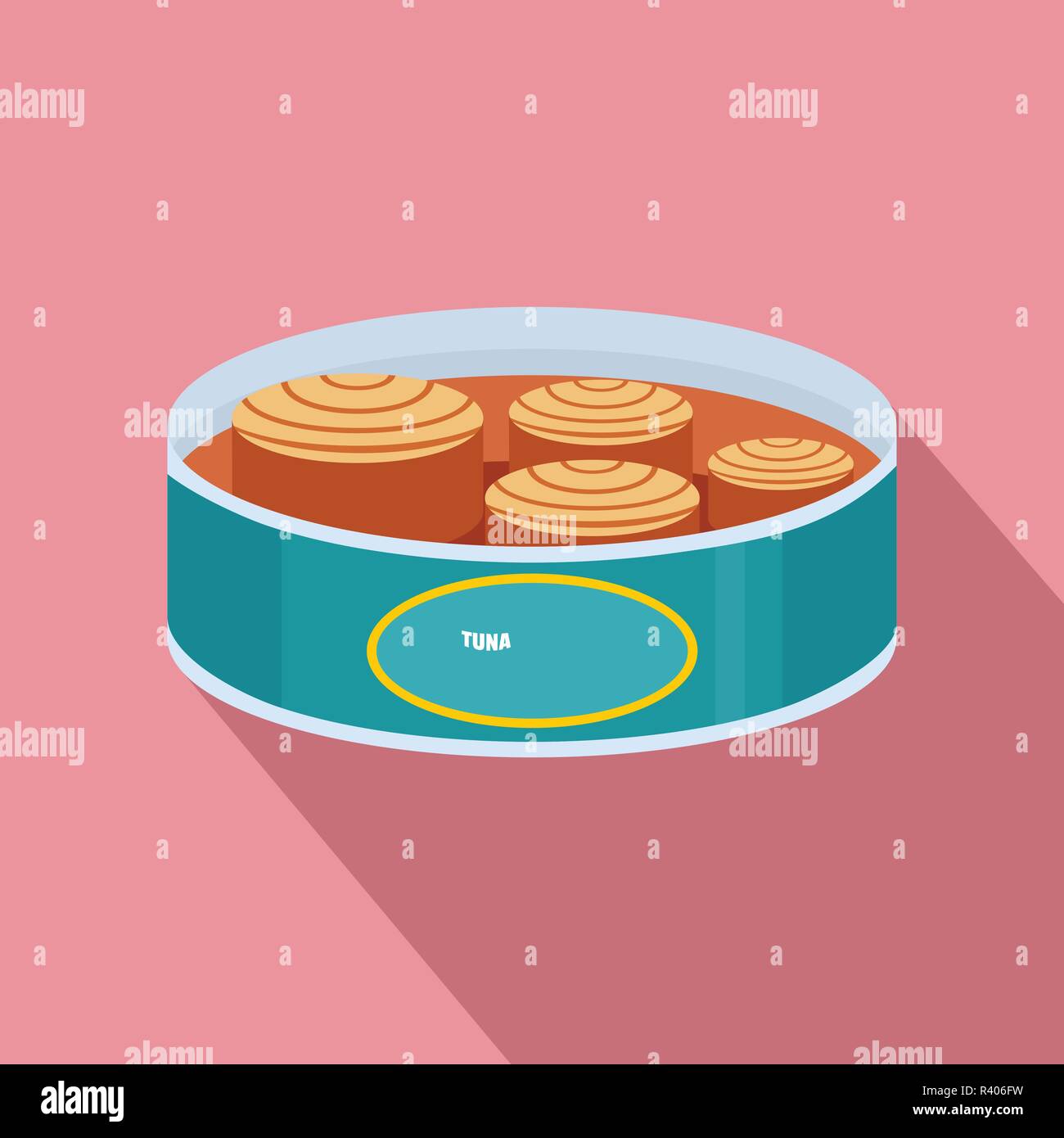 Open tuna can icon. Flat illustration of open tuna can vector icon for