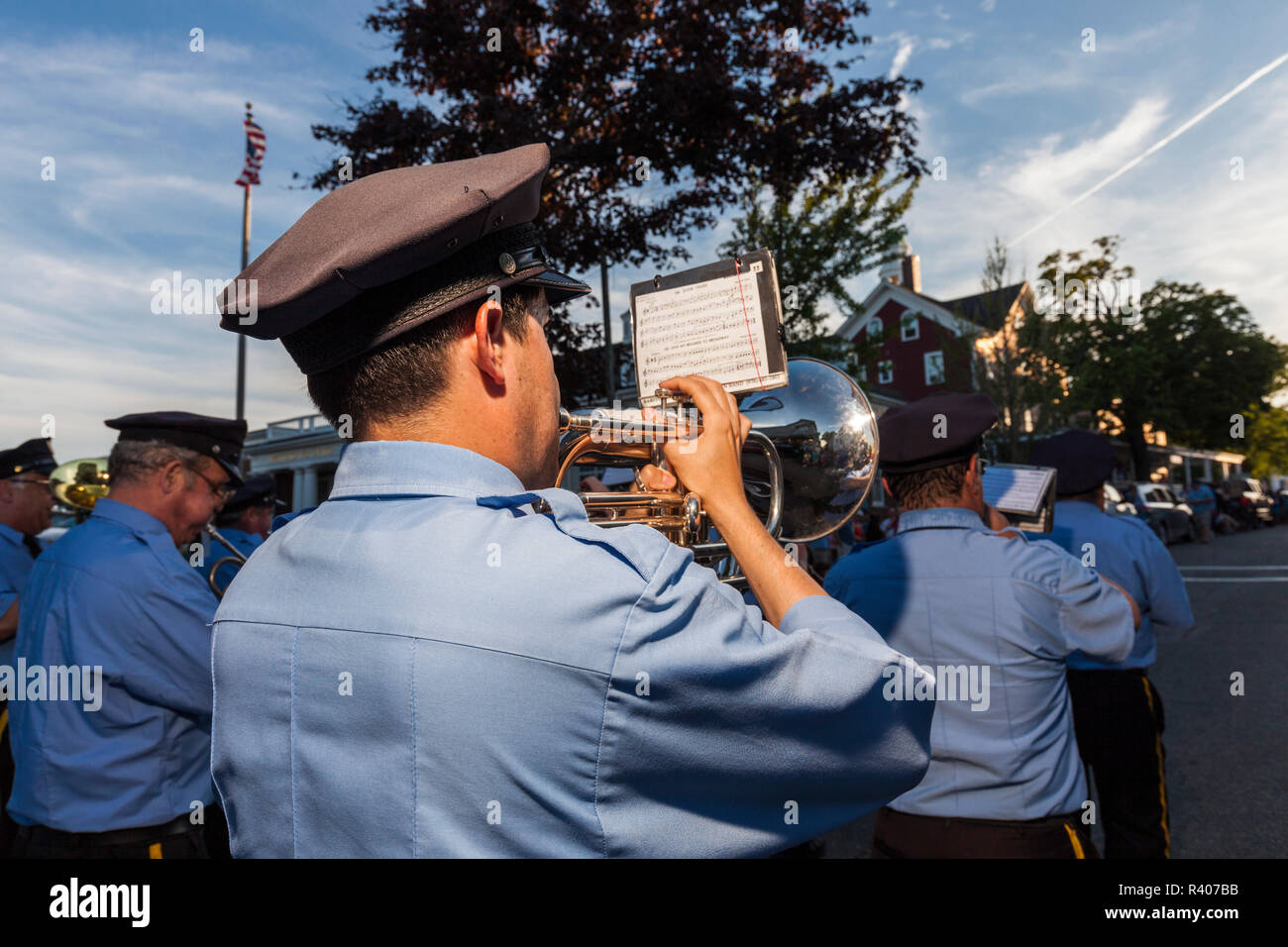 USA, Massachusetts, Cape Ann, Rockport, Fourth of July parade, marching band Stock Photo Alamy