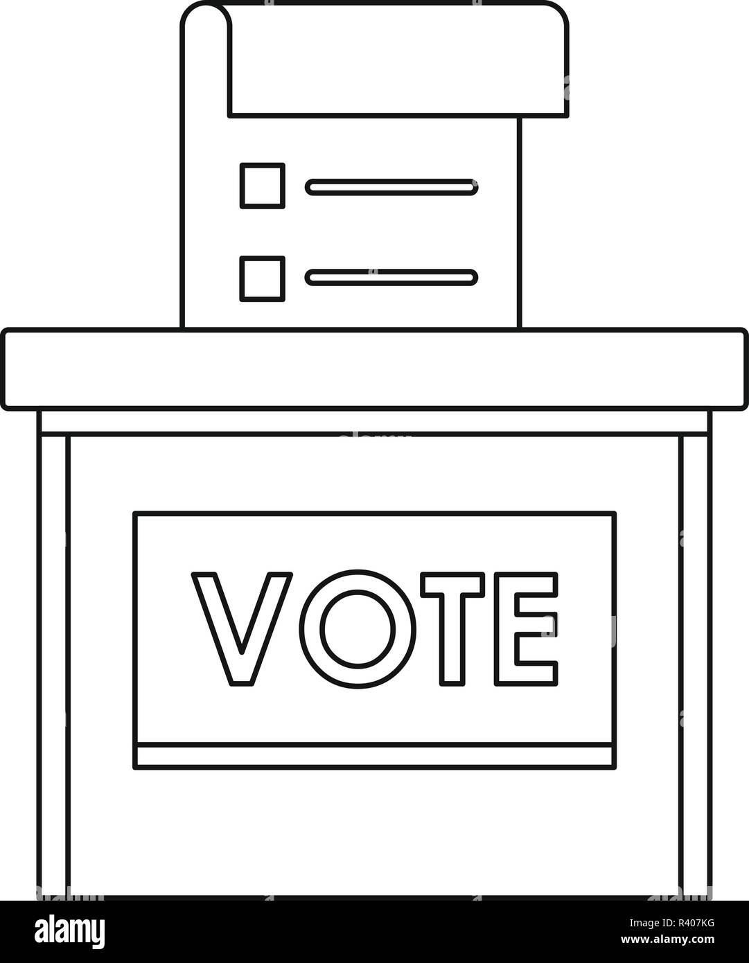 Vote election box icon. Outline vote election box vector icon for web design isolated on white background Stock Vector