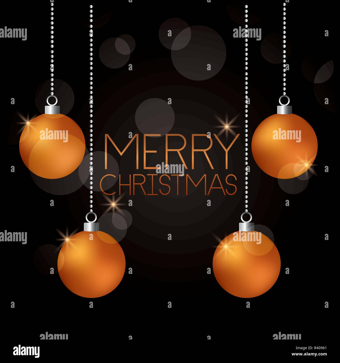 merry christmas golden balls lights background vector illustration ...