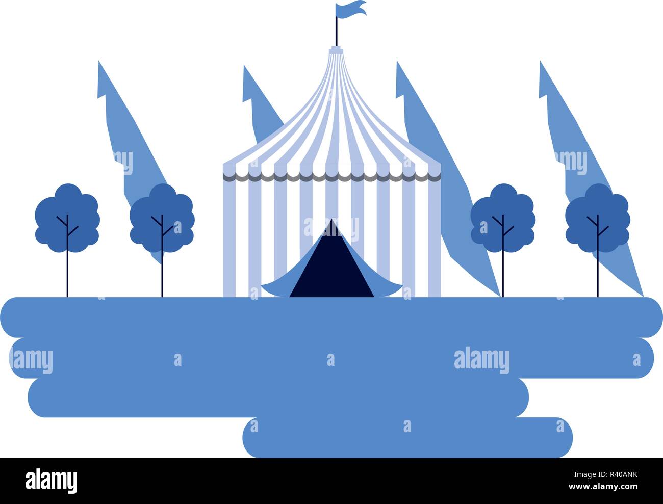 tent mountains trees fun fair carnival vector illustration Stock Vector ...
