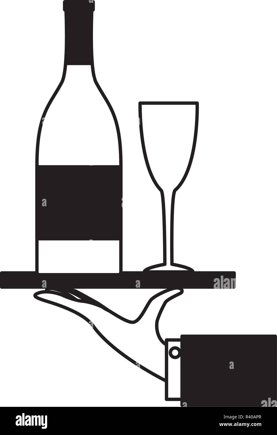 hand holding bottle champagne and glass Stock Vector Image & Art - Alamy
