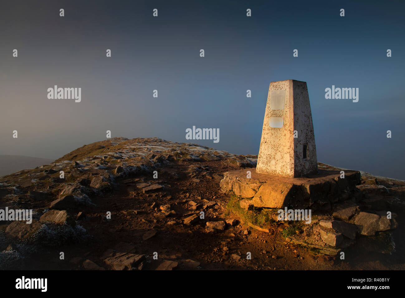 The Trig Point on Sugar Loaf Mountain Stock Photo