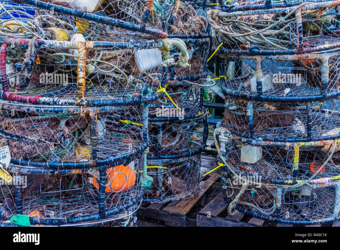 USA, Oregon, Newport. Crab traps. Credit as Jay O'Brien / Jaynes
