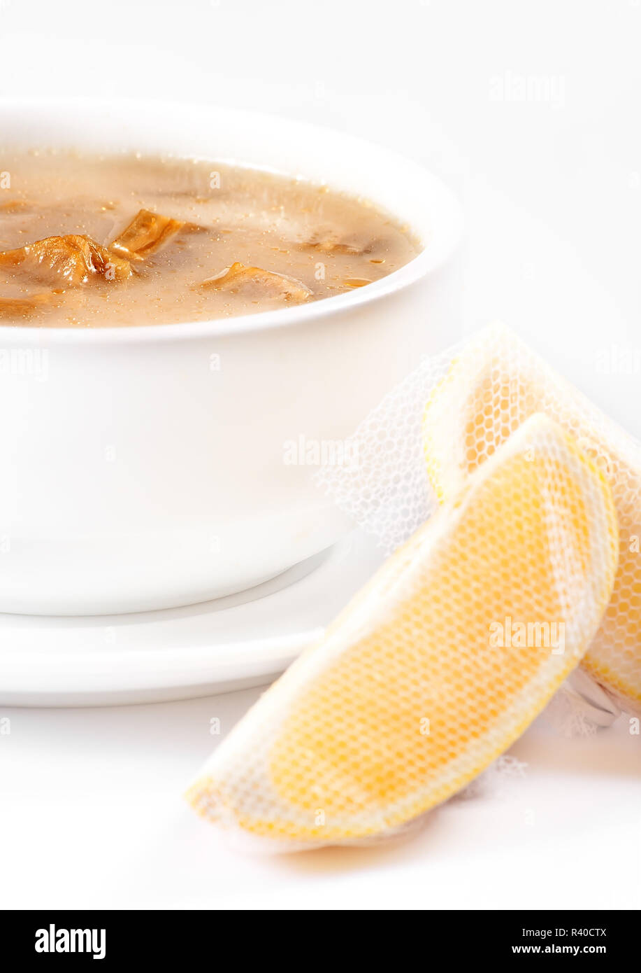 Lamb's Feet Soup, Traditional Turkish Soup in a White Bowl Stock Photo