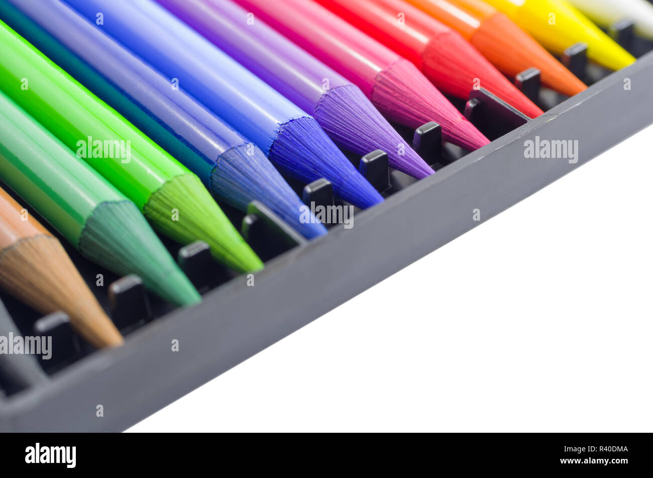 Woodless Colored Pencils in the Box Closeup Stock Photo Alamy