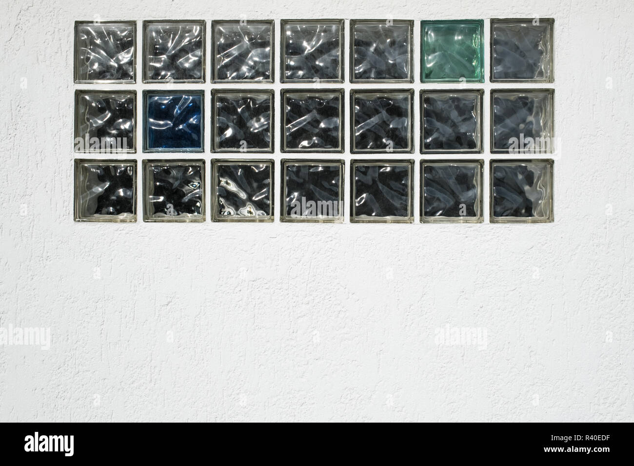 white wall with glass blocks Stock Photo
