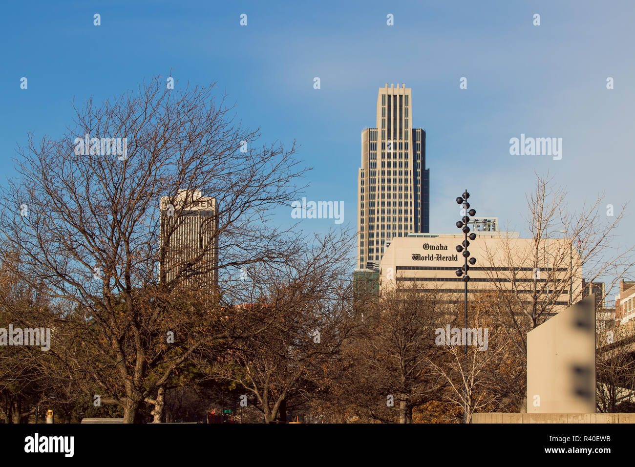 OMAHA NEBRASKA DOWNTOWN SKYLINE CITY SKYSCRAPER BUILDING Stock Photo