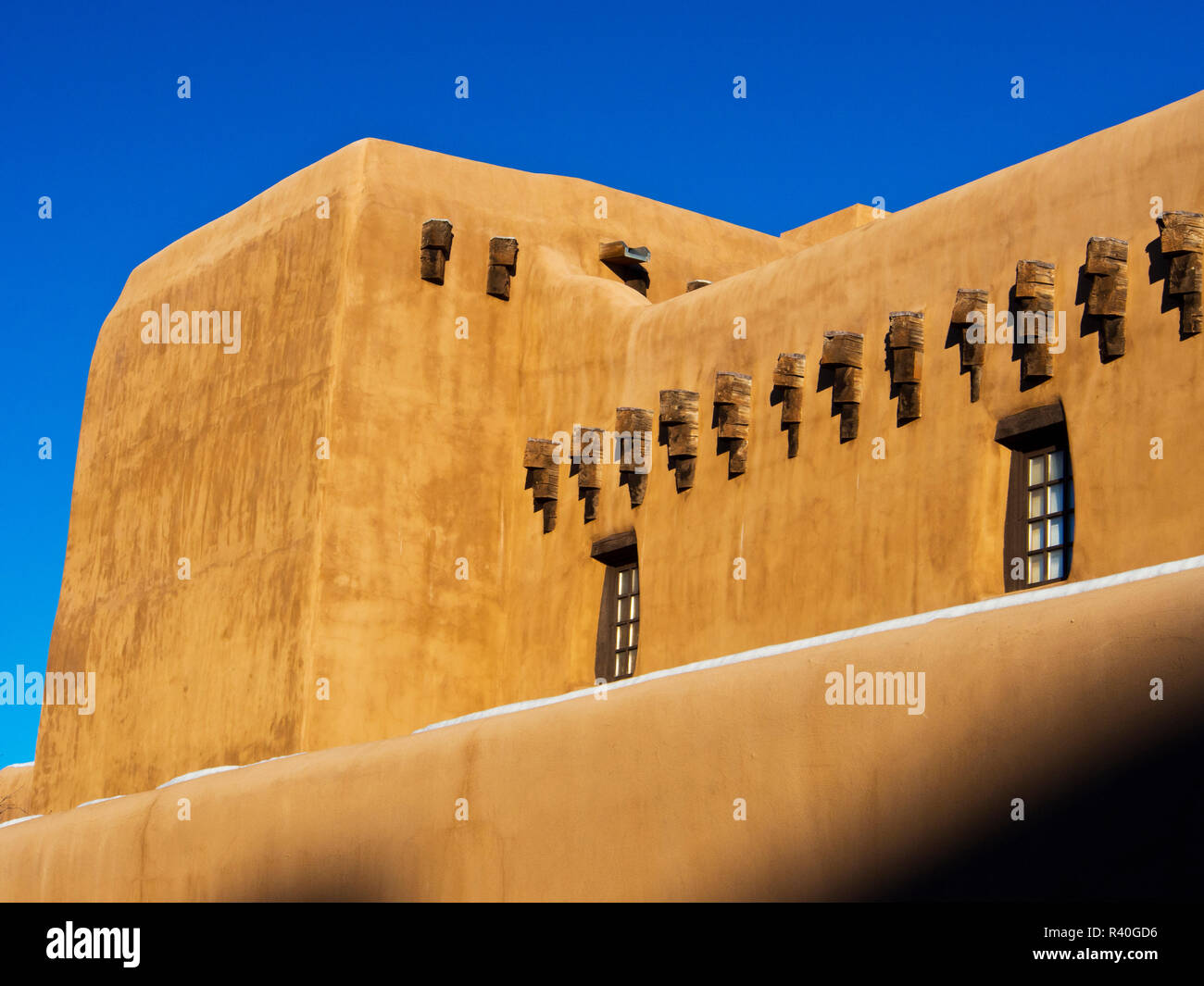 Small Adobe Structure USA, New Mexico, Sant Fe, Adobe structure with protruding vigas and ...