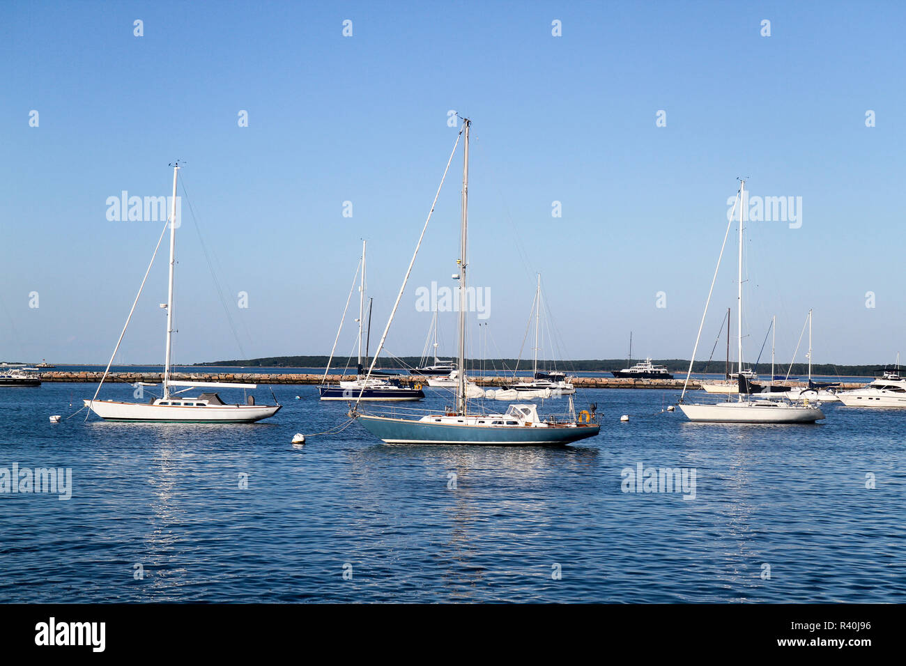 Sailboats in the harbor, Sag Harbor, New York, Usa. Stock Photo