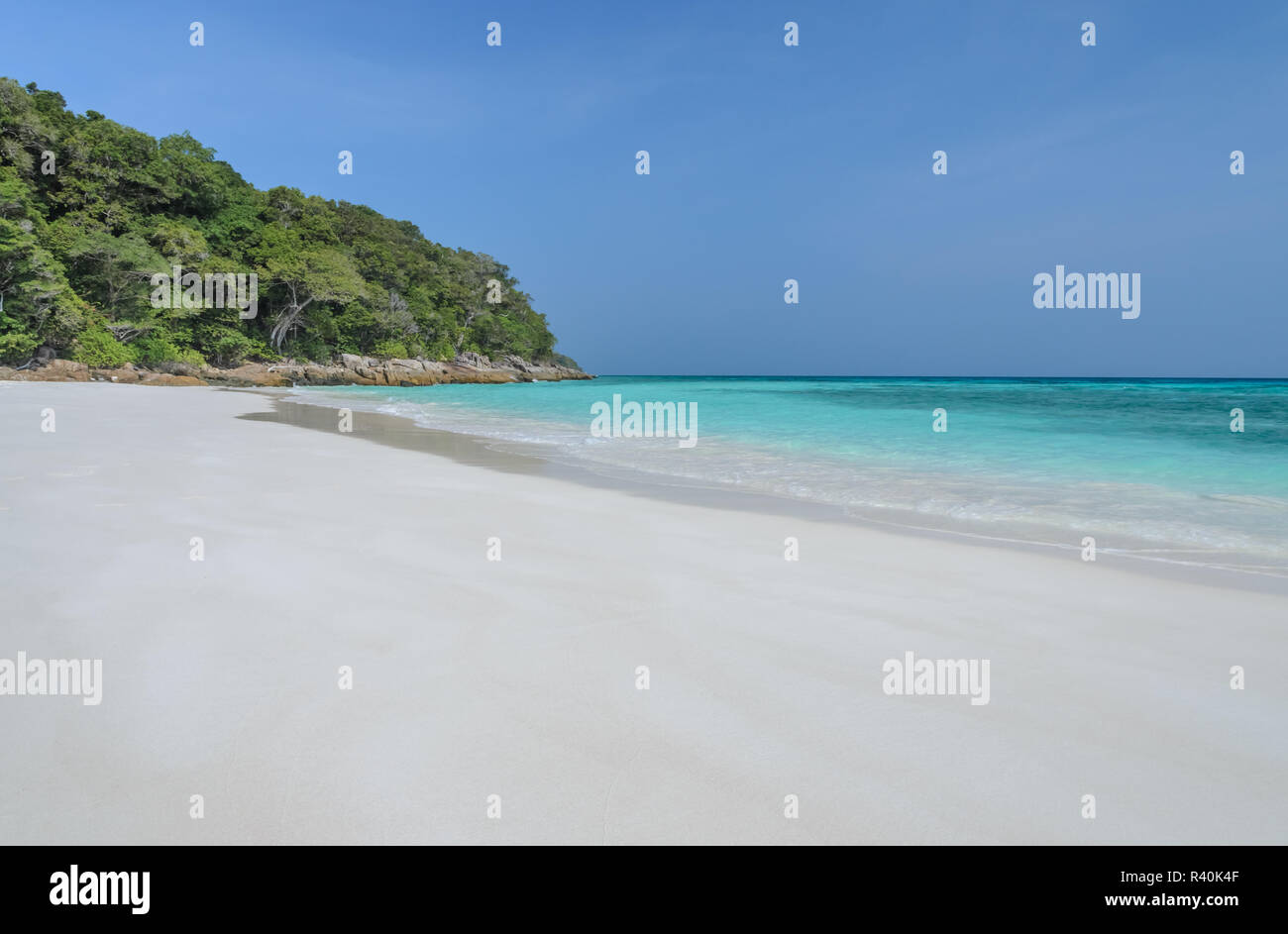 White sand beach and crystal sea water of Tachai Island, Thailand Stock Photo
