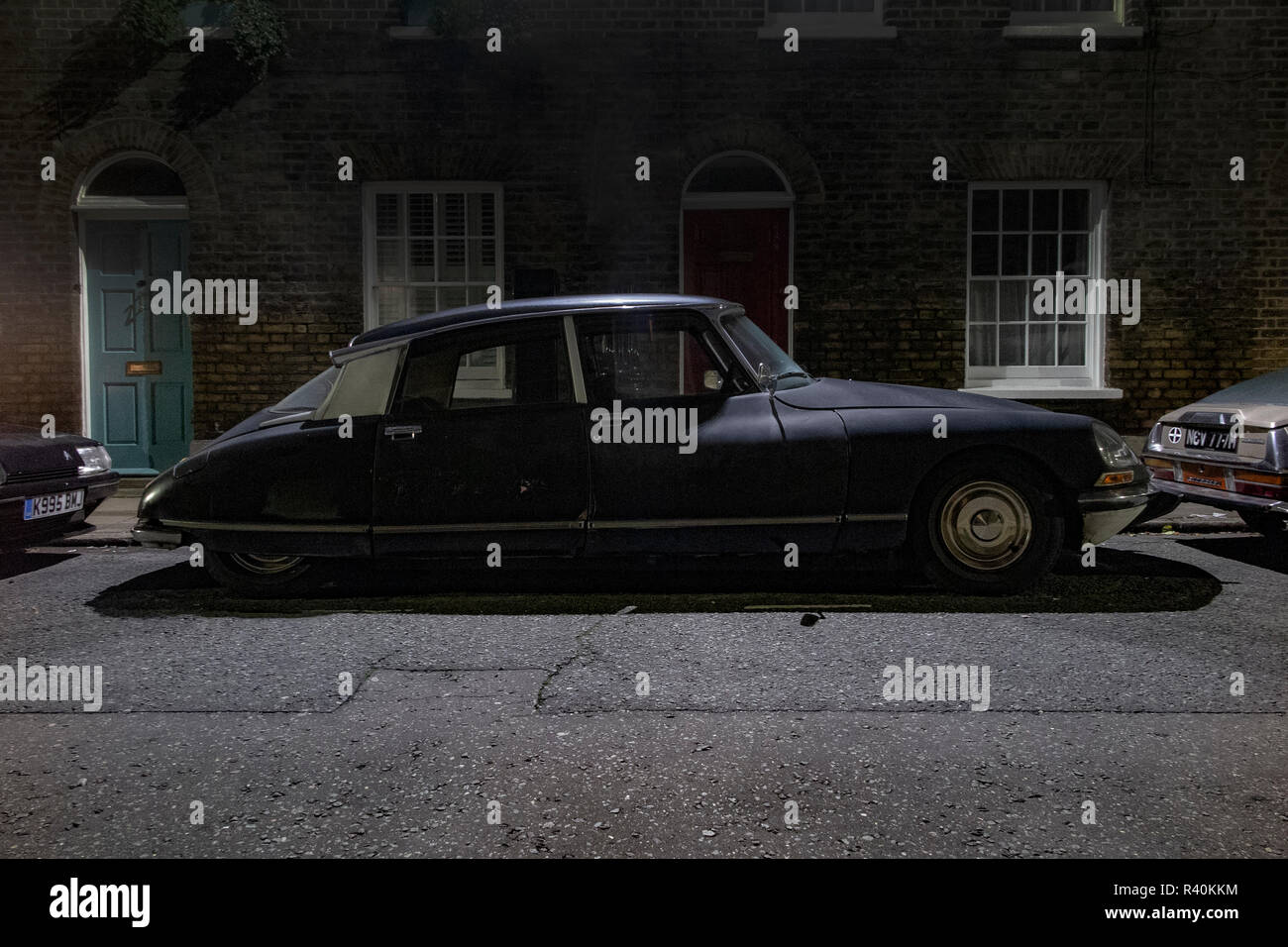 A vintage Citroen DS outside a house in a street in London Stock Photo