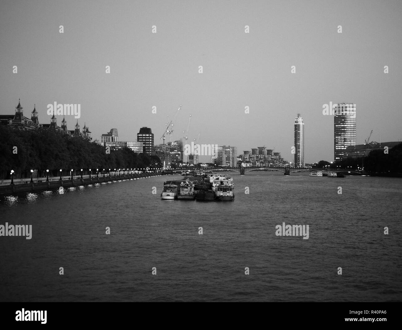 Black and white River Thames in London Stock Photo - Alamy