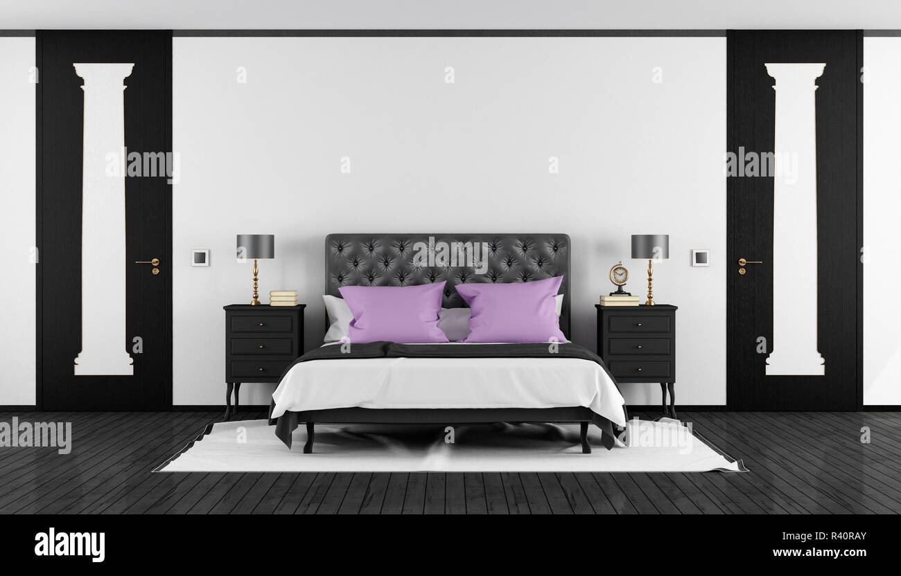 Black and white classic bedroom Stock Photo