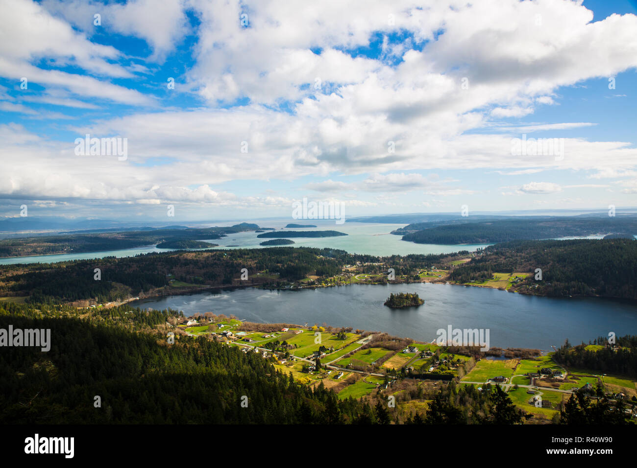 Mt. Erie, Anacortes, Washington State. Aerial view of an Island in the 