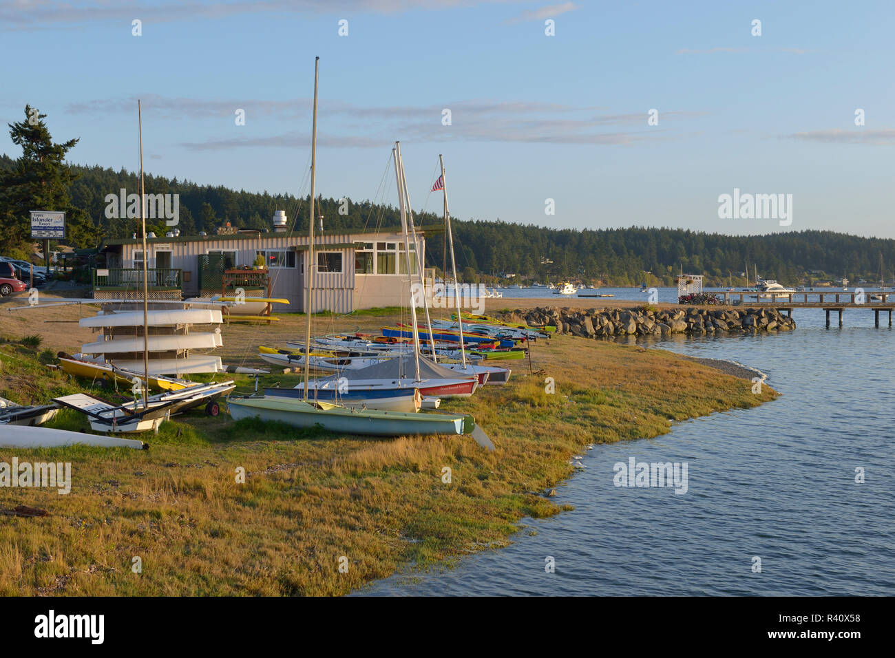 USA, Washington State, San Juan Islands, Lopez Island, Sailboats and