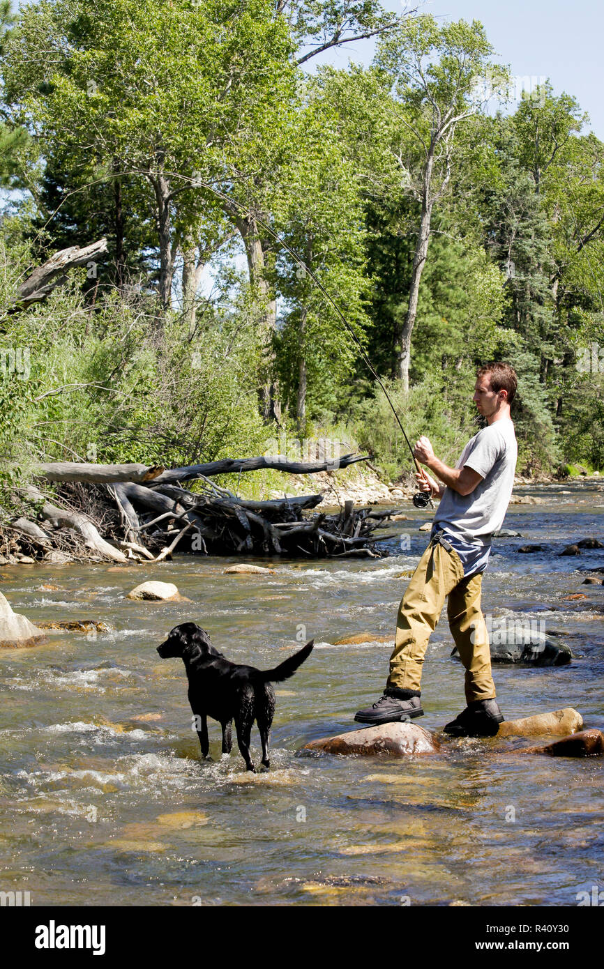 Fly fishing on the Pecos River, Pecos, New Mexico, USA Stock Photo Alamy