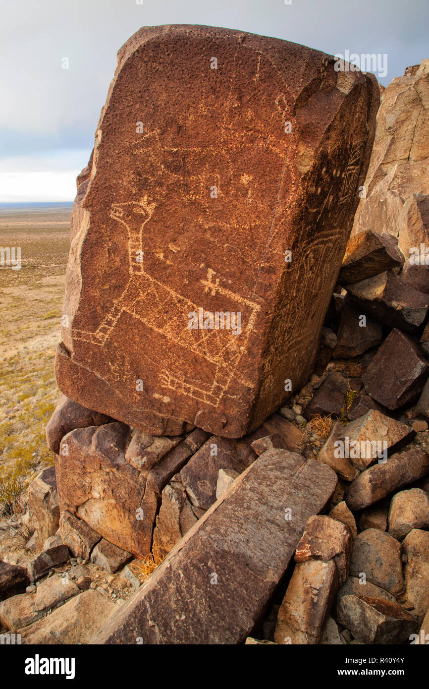 Petroglyph rock carving Stock Photo