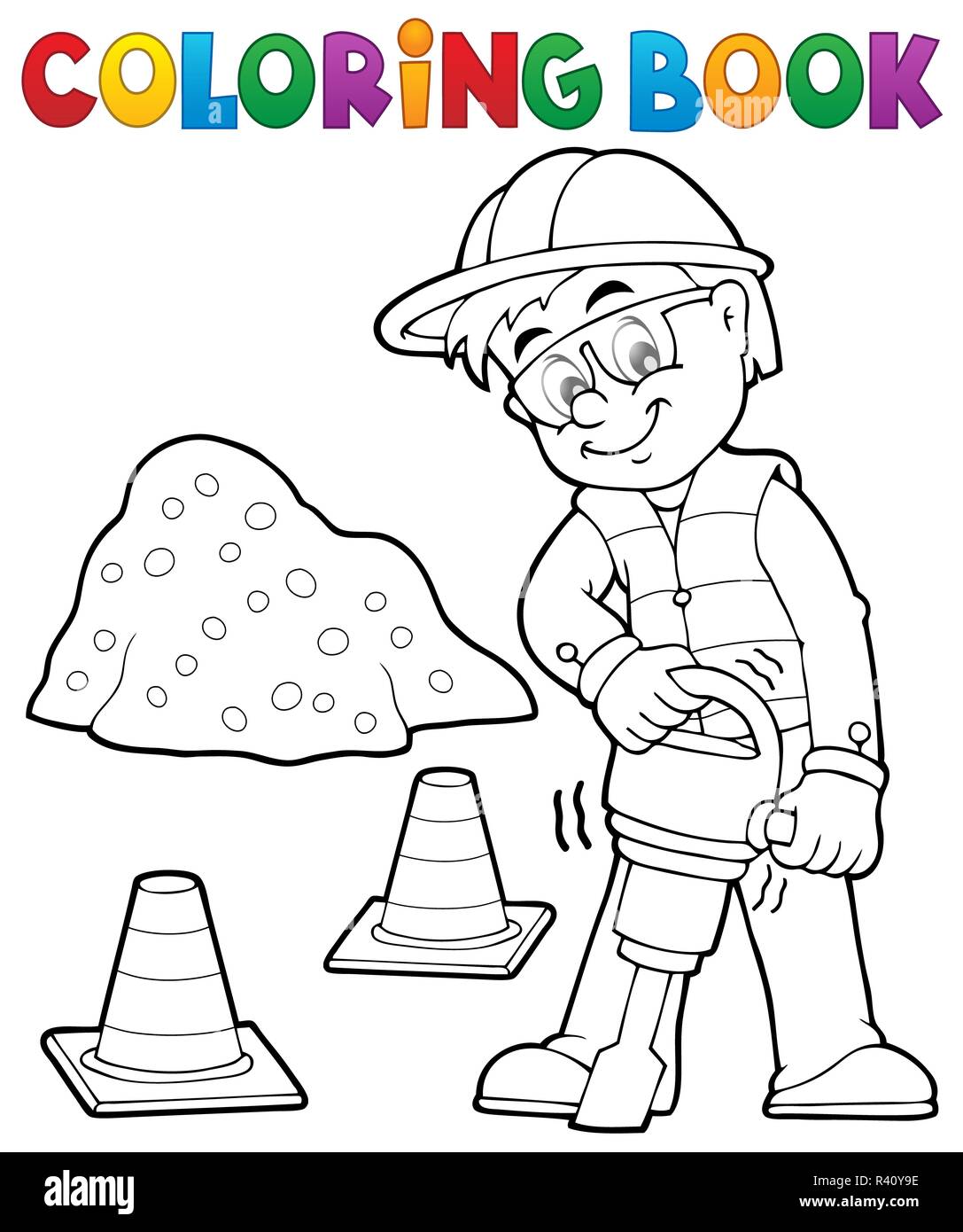 Coloring Book Construction Worker 3 Stock Photo 226214842 Alamy