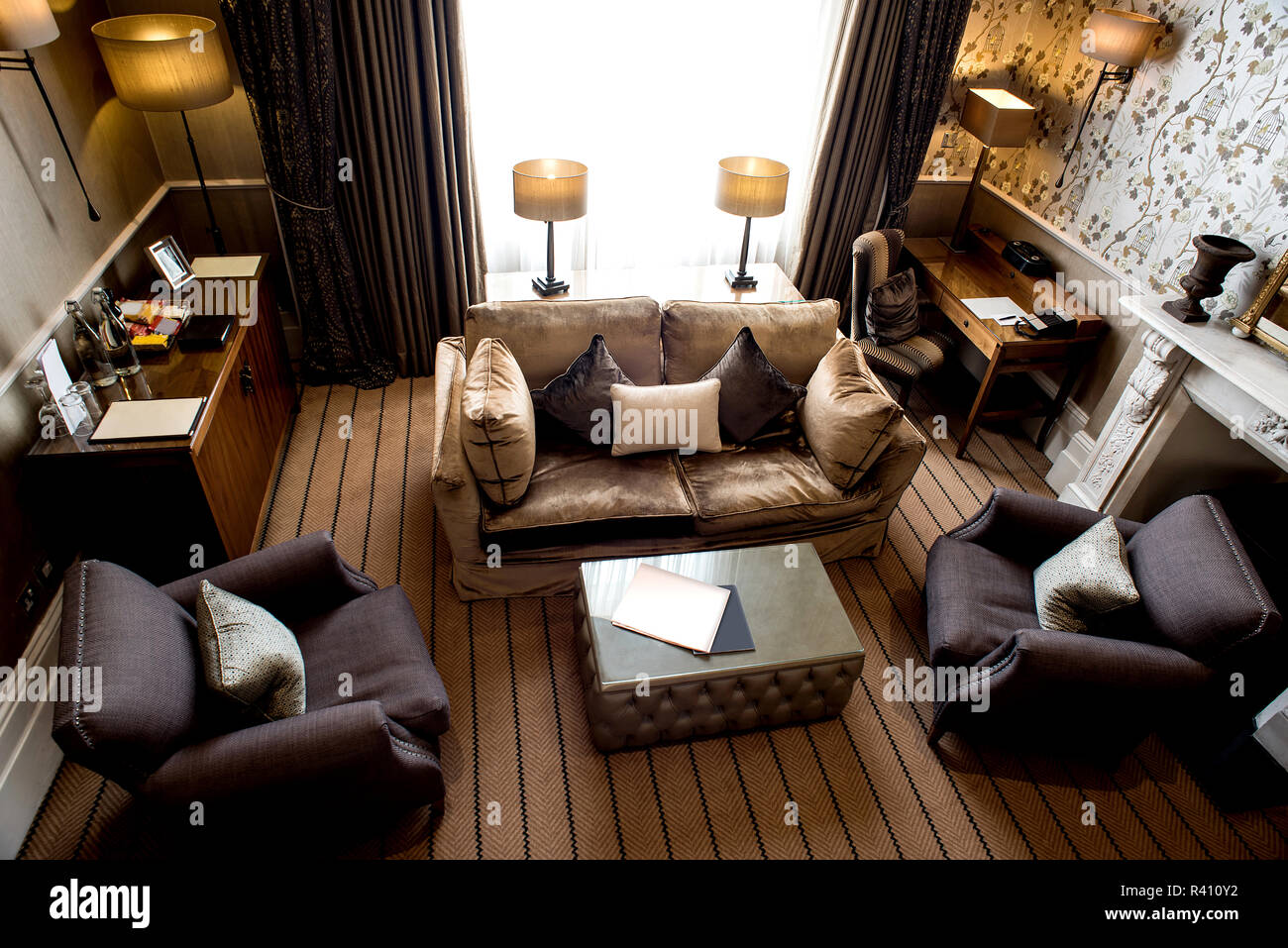 Top view of modern living room interior Stock Photo - Alamy